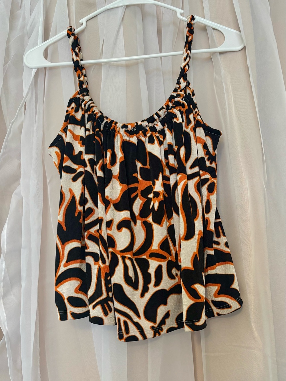 Express Size XS Black, Cream & Orange Floral Cami Top